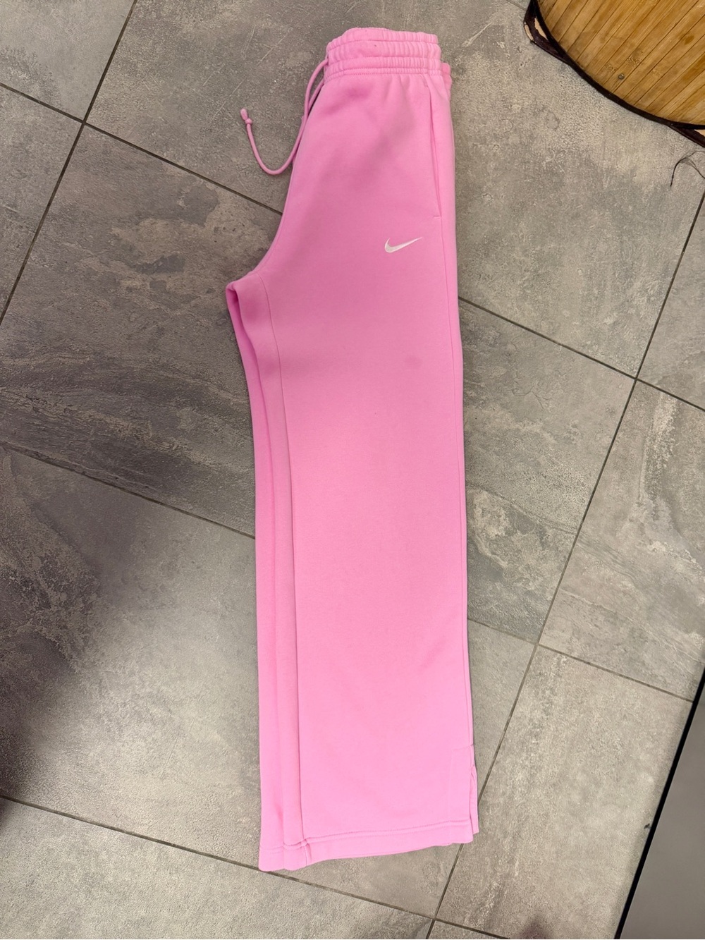 Nike Phoenix Fleece Baby Pink Wide Leg Joggers Sweatpants Pockets XS
